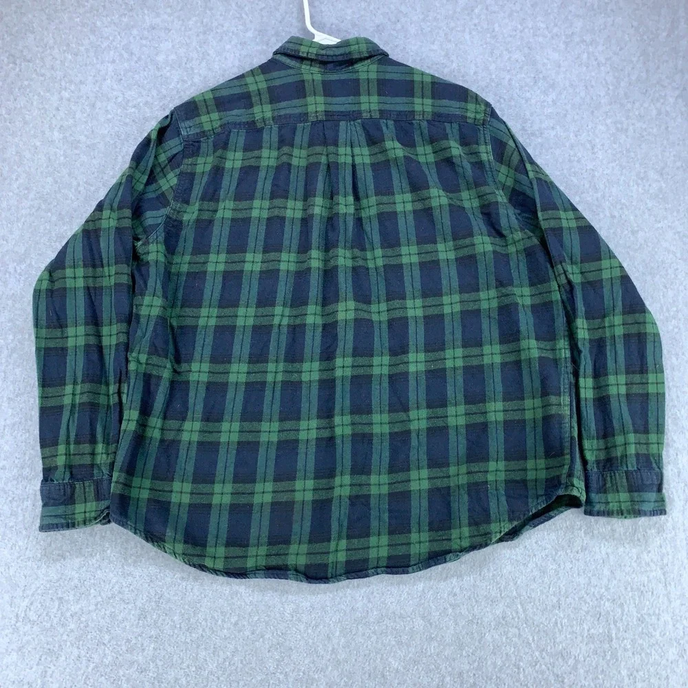 Eddie Bauer Flannel Shirt Mens XL Green Blackwatch Plaid Cotton SU7059